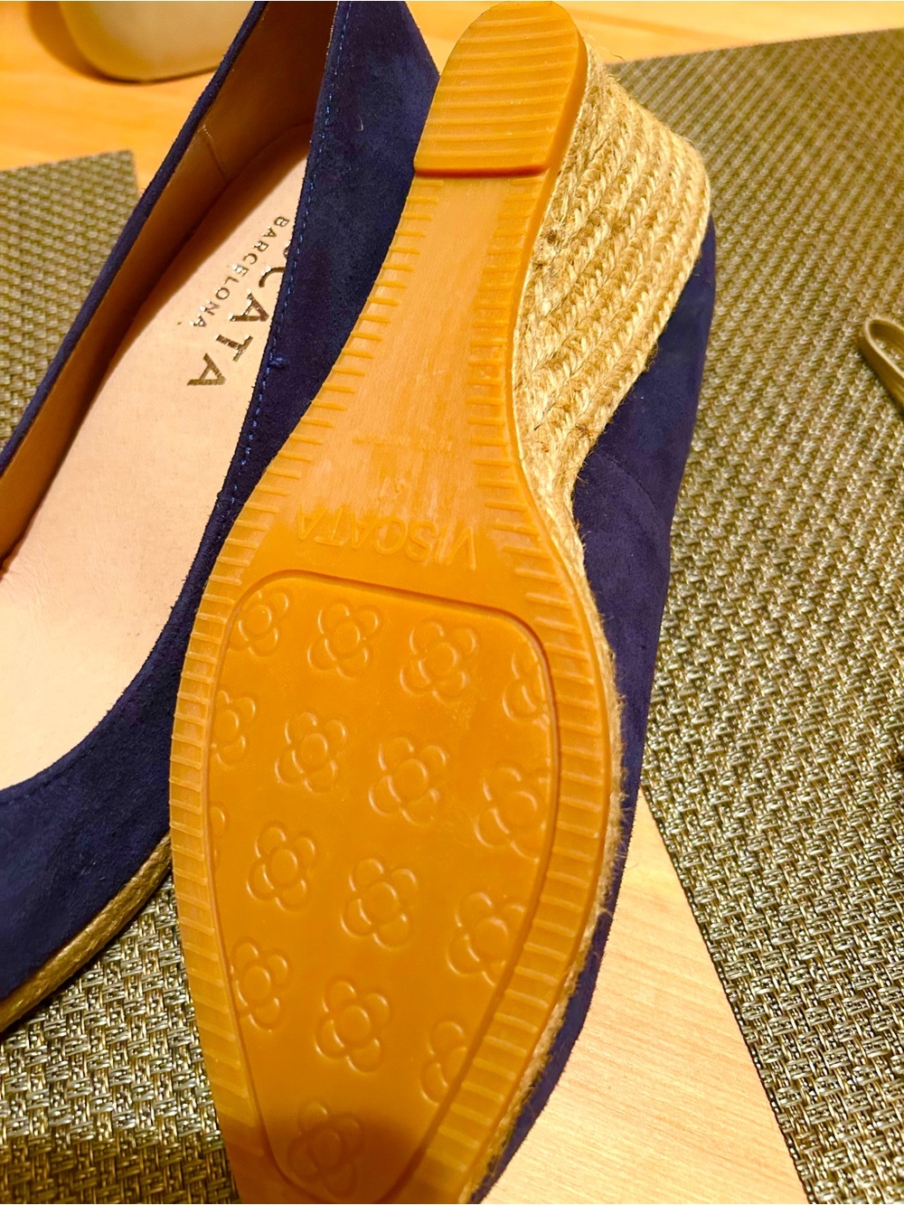 New Navy Suede Espadrille Wedge - Navy